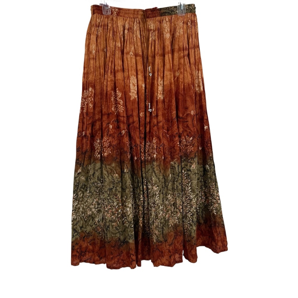 Bohemian Maxi Skirt in Rust and Olive
